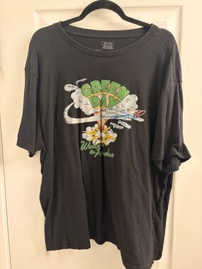 Green Day Black Graphic Tee with Neon Green Accents